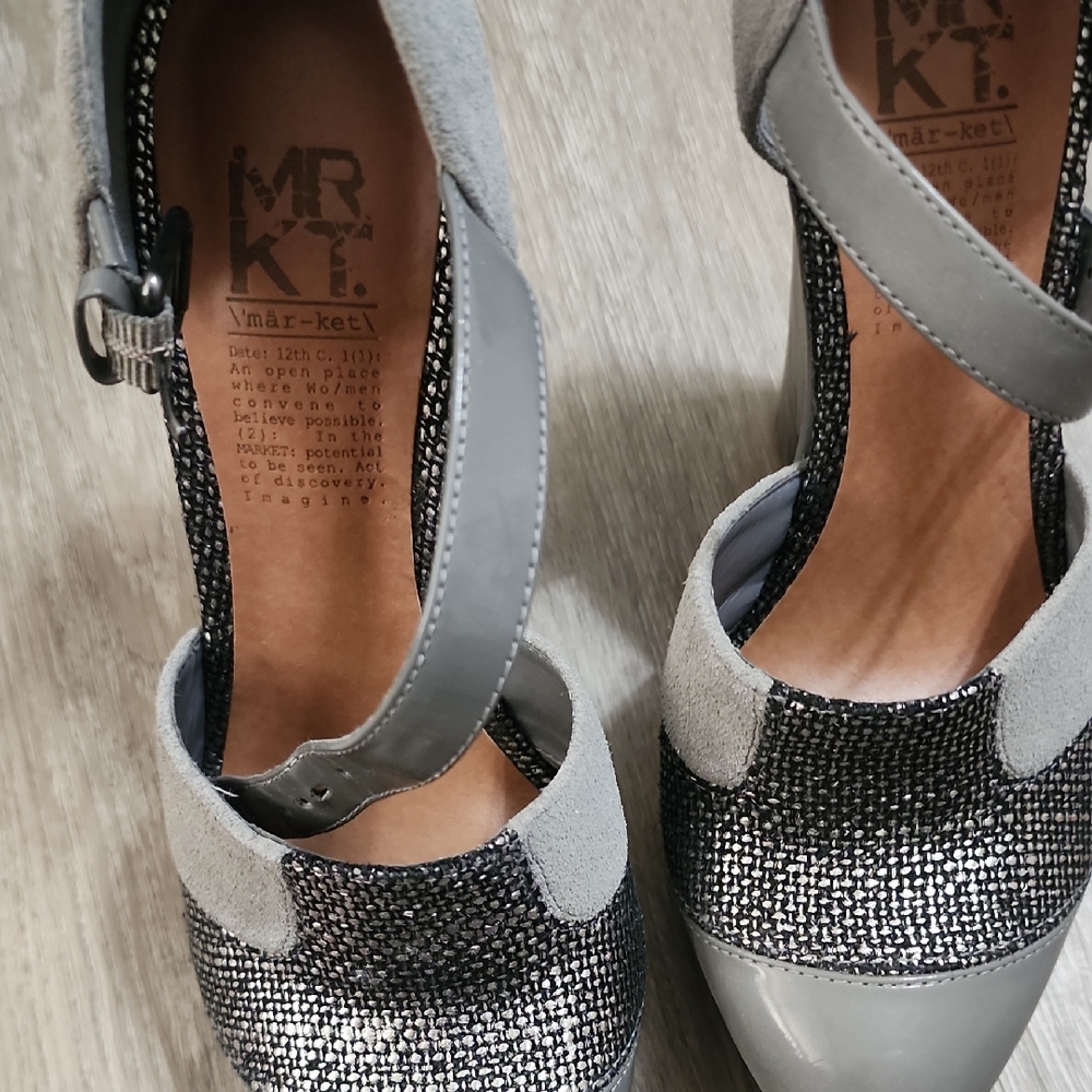 MRKT Women's Stylish Gray and Black Platform Heels